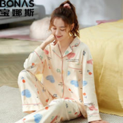 BONAS 宝娜斯 女士睡衣家居服套装-粉蓝桃心甜美款