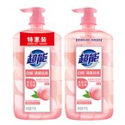 超能 洗洁精家庭装1千克食品用洗水果蔬菜餐具净去油快易涮洗餐洗净 1千克白桃*2瓶