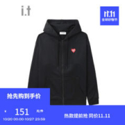 :CHOCOOLATE it 情侣款拉链连帽卫衣男2023秋季新款舒适休闲SWU08L BKX/黑色