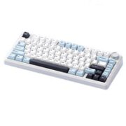 PLUS会员！AULA 狼蛛 F75 80键 2.4G蓝牙 多模无线机械键盘 冰川蓝 冰脉轴 RGB