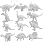 贝可麦拉（beikemaila）DIY涂色仿真软胶恐龙动物儿童玩具白坯涂鸦画画彩绘幼儿园礼物 A款4只恐龙(2笔+1盘+12色颜料)
