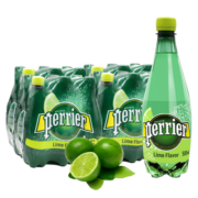 巴黎水（Perrier） 法国含气天然矿泉水500ml*24塑料瓶  多种口味气泡水可混拼 500ml*24瓶青柠味