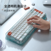 MelGeek mojo68机械键盘客制透明三模蓝牙2.4G热插拔Gasket可换键帽RGB平板电脑 MOJO68”PLASTIC“ 佳达隆白轴PRO(PBT热升华)