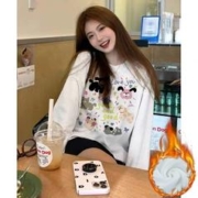 任选两件 秋冬季小众设计印花加绒卫衣