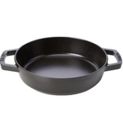 法国国宝级 Staub 珐宝 20cm 圆形铸铁平底锅 黑色