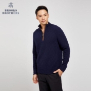 补贴购：Brooks Brothers 布克兄弟 男士羊毛美式休闲宽松半拉链毛衣