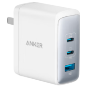 Anker安克氮化镓100W充电器三口快充小巧可折叠插脚通用iPhone15华为mate60Pro手机笔记本平板都能充 【全氮化镓】100W多口快充白