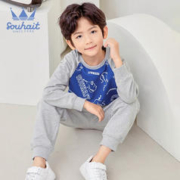 Souhait 水孩儿 童装男童女童T恤秋季新款儿童中大童圆领