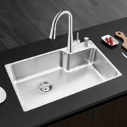 京东PLUS：MOEN 摩恩 SK28003 厨房大单槽套餐 304不锈钢 630*430单槽+85210精铜龙头