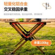 ZIYOUHIKE 自由客 ZIYOUKE）铝合金蛋卷桌户外桌双层木纹桌面｜加大号120*60cm