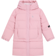 哈吉斯（HAZZYS）品牌童装女童冬新品羽绒服中长款时尚百搭可拆卸一衣两穿羽绒服 浅粉 110