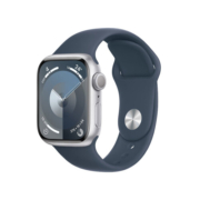 Apple Watch Series 9 智能手表GPS款41毫米银色铝金属表壳 风暴蓝色运动型表带S/M 健康电话手表MR903CH/A