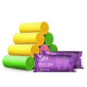 e洁 垃圾袋平口可扣型加厚家用酒店塑料袋 40*45cm 共150只颜色随机