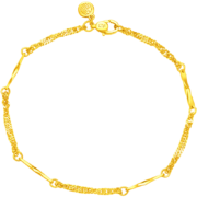 周大福 竹节足金黄金手链(工费180)16.25cm约2.45g EOF154