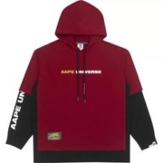 Aape 男士假两件连帽长袖T恤 0840XXH