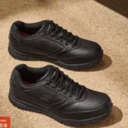 双11预售：SKECHERS 斯凯奇 男黑色休闲皮鞋商务鞋 两色