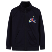 NIKE Air Jordan 耐克童装男童针织夹克春秋儿童上衣外套 正黑色 110S(4)
