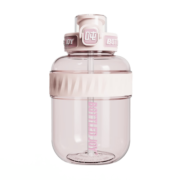 BOTTLED JOY吨吨桶 马卡龙酷吨吨双饮男女塑料杯 便携背带耐摔耐高温大肚杯 粉色音浪600ML