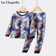 LA CHAPELLE MINI 拉夏贝尔儿童宝宝秋衣秋裤男女童内衣套装纯棉春秋小童家居服睡衣 机器小熊 120