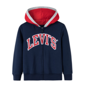 Levi's李维斯婴童装男童【商场同款】连帽卫衣外套春秋儿童撞色开衫上衣 深靛蓝 100/52(3T)