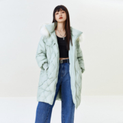 8日10点：PEACEBIRD WOMEN 太平鸟女装 女士菱格毛领羽绒服 A7ACC465542