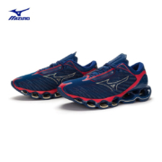 双11预售:美津浓（MIZUNO）男女跑步运动鞋轻量缓震23款跑鞋WAVE PROPHECY 12 07/暗蓝/金属灰/酒红色 42
