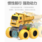 犀利熊灯光透明齿轮惯性车发光工程车挖掘机模型儿童玩具车 灯光齿轮工程车队-挖掘机