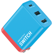 海备思Switch充电器NS便携底座氮化镓快充电头OLED掌机配件拓展坞连接电视显示器HDMI转换器 红蓝【经典配色】65W氮化镓底座+1米全功能编织线