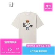 :CHOCOOLATE it 情侣款宽松短袖T恤2023夏季潮流趣致半袖 BGL/棕色 M