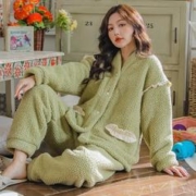 ZumashL 族玛士 睡衣女士冬季珊瑚绒加厚加绒秋冬款家居服可外穿套装冬天
