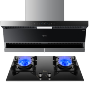 美的（Midea）家用抽油烟机DK7顶侧双吸25立方大吸力1000Pa静压大风量吸油烟机燃气灶具套餐 大风力厨房烟灶套装 烟灶两件套【搭配5.1KW-Q360A】 天然气