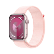 Apple Watch Series 9 智能手表GPS款45毫米粉色铝金属表壳 亮粉色回环式运动表带 健康电话手表MR9J3CH/A