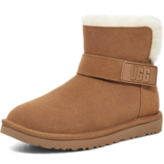 UGG2022秋冬女士平底休闲LOGO压花束带短靴雪地靴 1137073 栗色 38