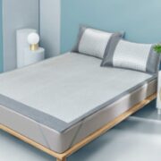 某东京造 600D提花冰丝席三件套复古千鸟格软席凉席可水洗150*200cm灰色
