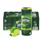 巴黎水（Perrier ）法国原装进口 青柠味气泡矿泉水 250ml*35罐 整箱装