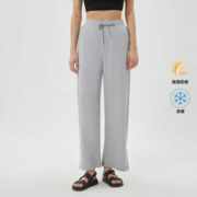 Gap 盖璞 女装夏季款防晒冰丝凉感高腰开衩阔腿裤610975户外露营运动裤