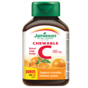 Jamieson健美生天然维生素C咀嚼片橙味120片/瓶 补充VC 提高免疫 成人维生素 海外进口