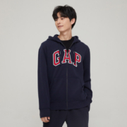 Gap 盖璞 男女装秋季LOGO法式圈织软上衣853131情侣运动连帽开衫卫衣