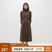 范思蓝恩 23FS14413 画报女郎 复古法式V领连衣裙女2023冬新款裙子 摩卡棕 M