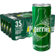 巴黎水（Perrier ）法国原装进口 原味气泡水矿泉水 250ml*35罐 整箱装