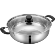 美厨（maxcook）304不锈钢火锅28cm 汤锅电磁炉火锅复底带盖 送一对火锅勺MH-28