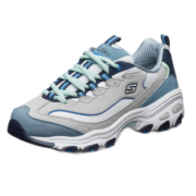 斯凯奇（Skechers）复古老爹鞋厚底增高休闲运动女鞋秋季13143 GYBL灰色/蓝色 35.5