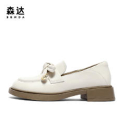 SENDA 森达 乐福鞋女2023秋新款商场同款小皮鞋学院风蝴蝶结单鞋SQG01CA3