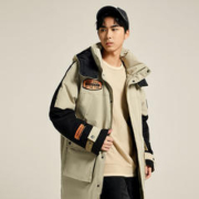 A21 男装羽绒服男中长款拼色宽松保暖外套男士羽绒服