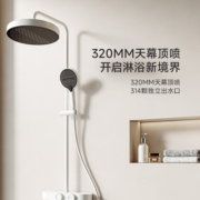 帝王洁具奶油风白色花洒家用淋浴套装卫浴极简淋雨枪灰色增压沐浴