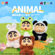 灵动创想蜡笔小新玩偶娃娃毛绒玩具陪睡搪胶脸熊猫动物毛绒盲盒可爱手办 蜡笔小新搪胶脸娃娃（随机1款）