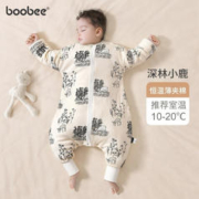 BOOBEE 布比 婴儿睡袋春秋冬款纯棉四季通用儿童防踢被分腿宝宝睡袋 分腿款/薄夹棉-小鹿 S码