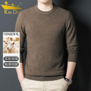 KIN DON 金盾 羊毛衫男2023秋季新款100%绵羊毛纯色V领套头毛衣保暖男士上衣
