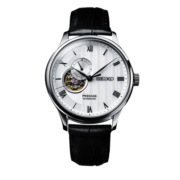 精工（SEIKO） 手表PRESAGE领航系列日式庭院镂空视窗手动//自动机械男士腕表 礼物 白盘SSA379J1
