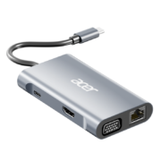 需PLUS会员全品券：acer 宏碁 Type-C 7合1扩展坞（USB3.0*3+PD100W+HDMI+VGA+千兆网口）